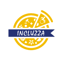 Incluzza logo featuring a pizza graphic.