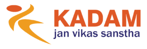 Logo for KADAM jan vikas sanstha with an orange abstract figure.